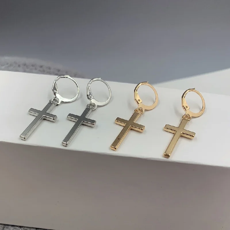 

Fashion Cross Pendant Cartilage Drop Dangle Earrings Punk Jewelry For Cool Women Girl Friendship Gifts
