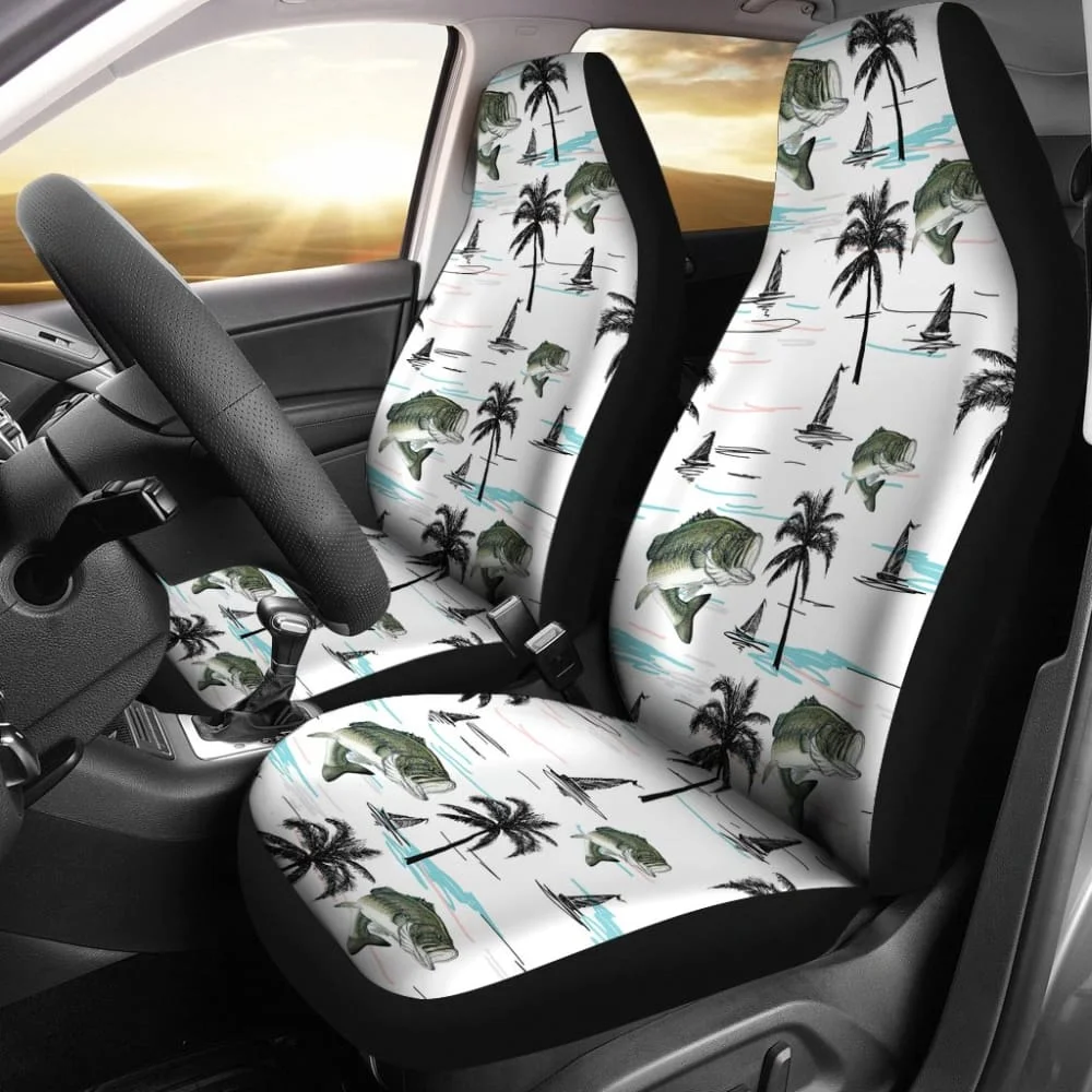 

Largemouth Bass Fishing Patterns Car Seat Covers 211007,Pack of 2 Universal Front Seat Protective Cover