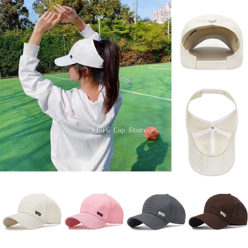 

Solid Color High Ponytail Baseball Cap For Women Summer Empty Tail Sun Visor Hats Classic Running Sport Suncreen Snapback Hat