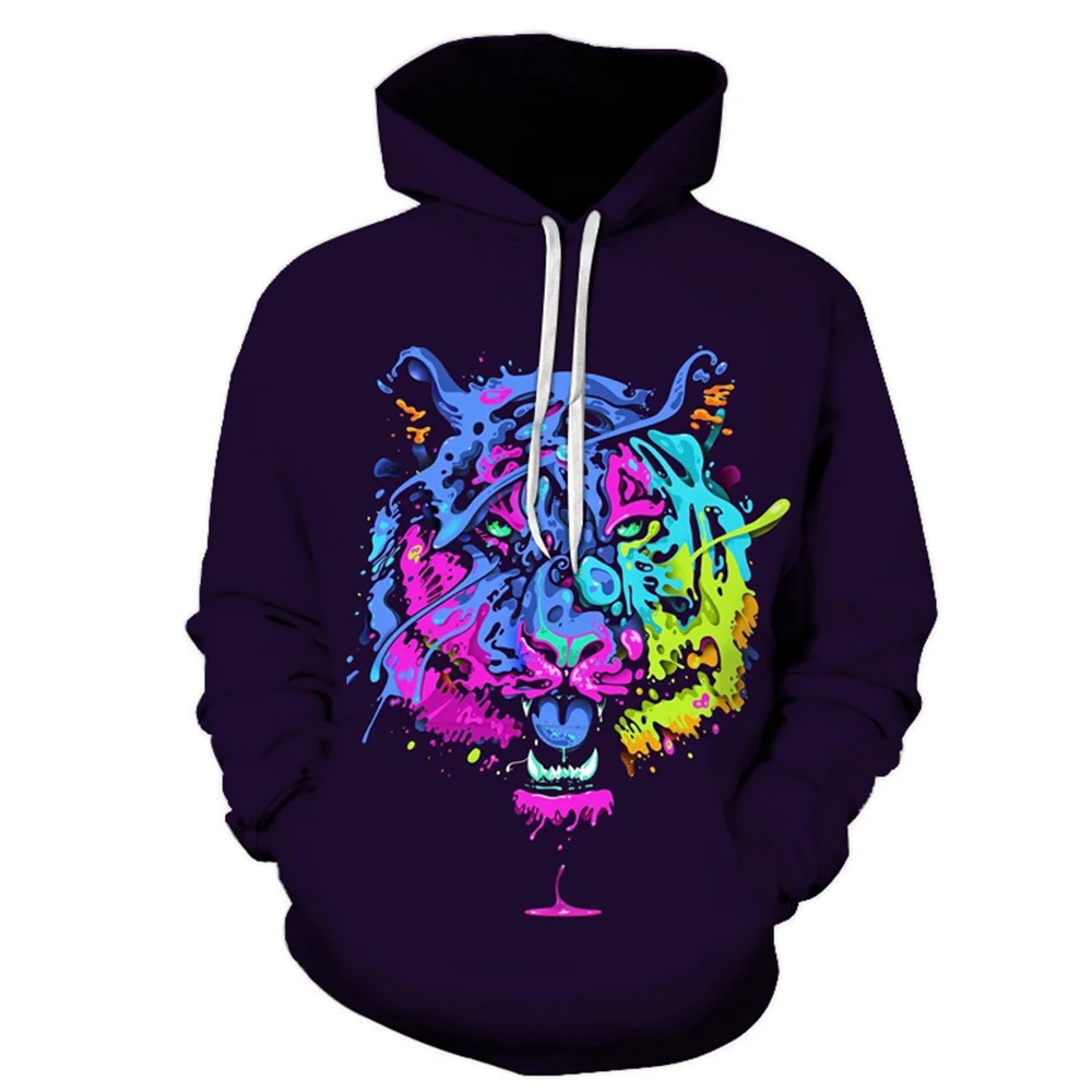 New Popular Animal Tiger Hoodie 3D Printing Men's and Women's Lovers Fashion Sweatshirt Hooded Men's and Women's Pullover Top