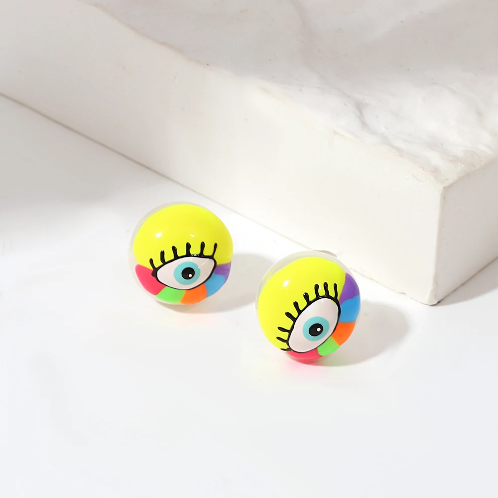 Женские серьги-гвоздики с эмалью AENSOA разноцветные Круглые маленькие серьги