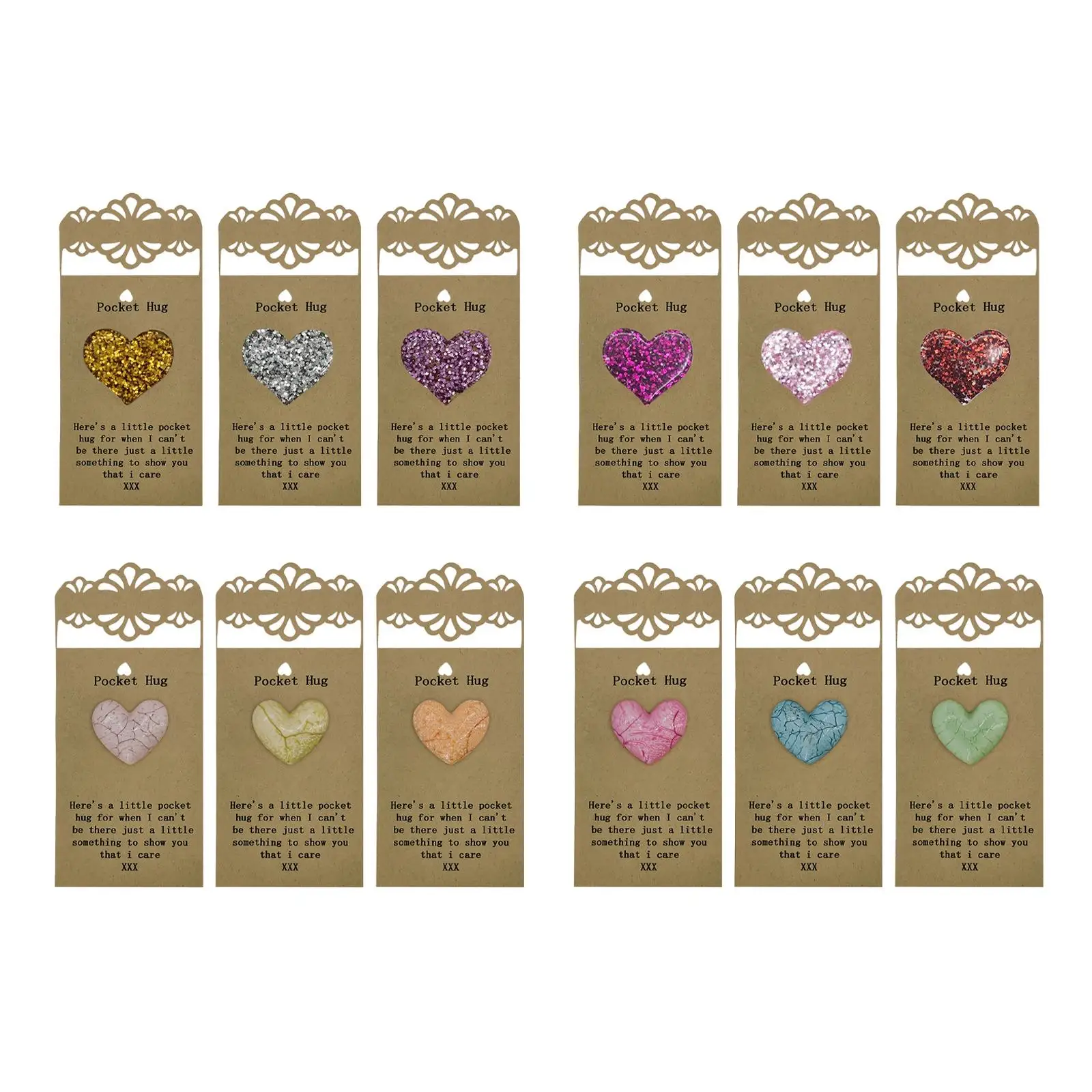 

3Pcs Heart Decor Token, Pocket Hug Card Material Thick Cardboard for Family