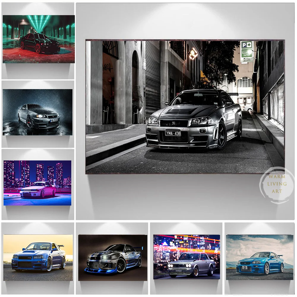 Nissan Skyline тюнинг GTR R35 супер автомобильные плакаты и принты современное настенное