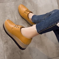 2022 spring and autumn new british style small leather shoes womens lace up platform loafers student soft girl single shoes 41