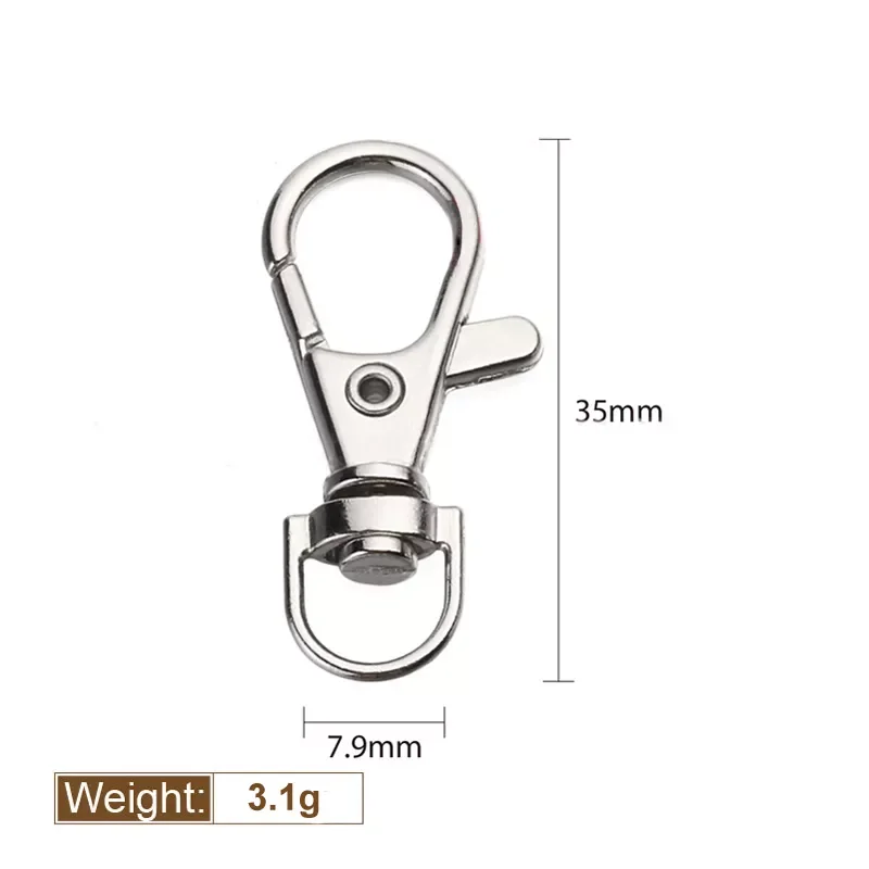

10Pcs/pack Metal Carabiner Clip Swivel Trigger Dog Buckle KeyRing KeyHooks retaining ring DIY Craft Lobster Clasp 6 Sizes
