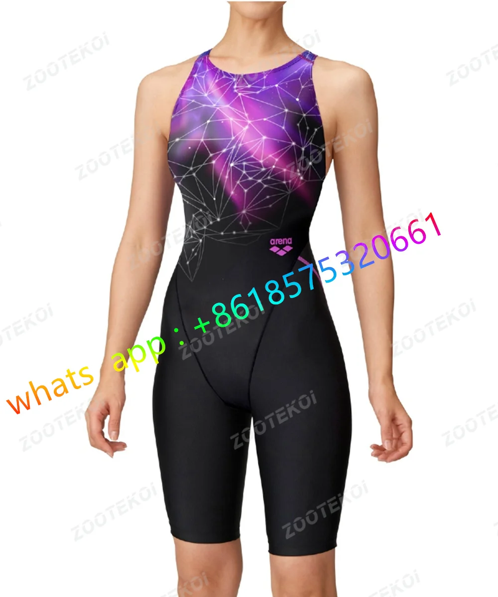 2023Women One Piece Bodysuit Swimsuit Triathlon Competitive Pro Training Knee Length Swimwear Swimming Pool Comfort Bathing Suit