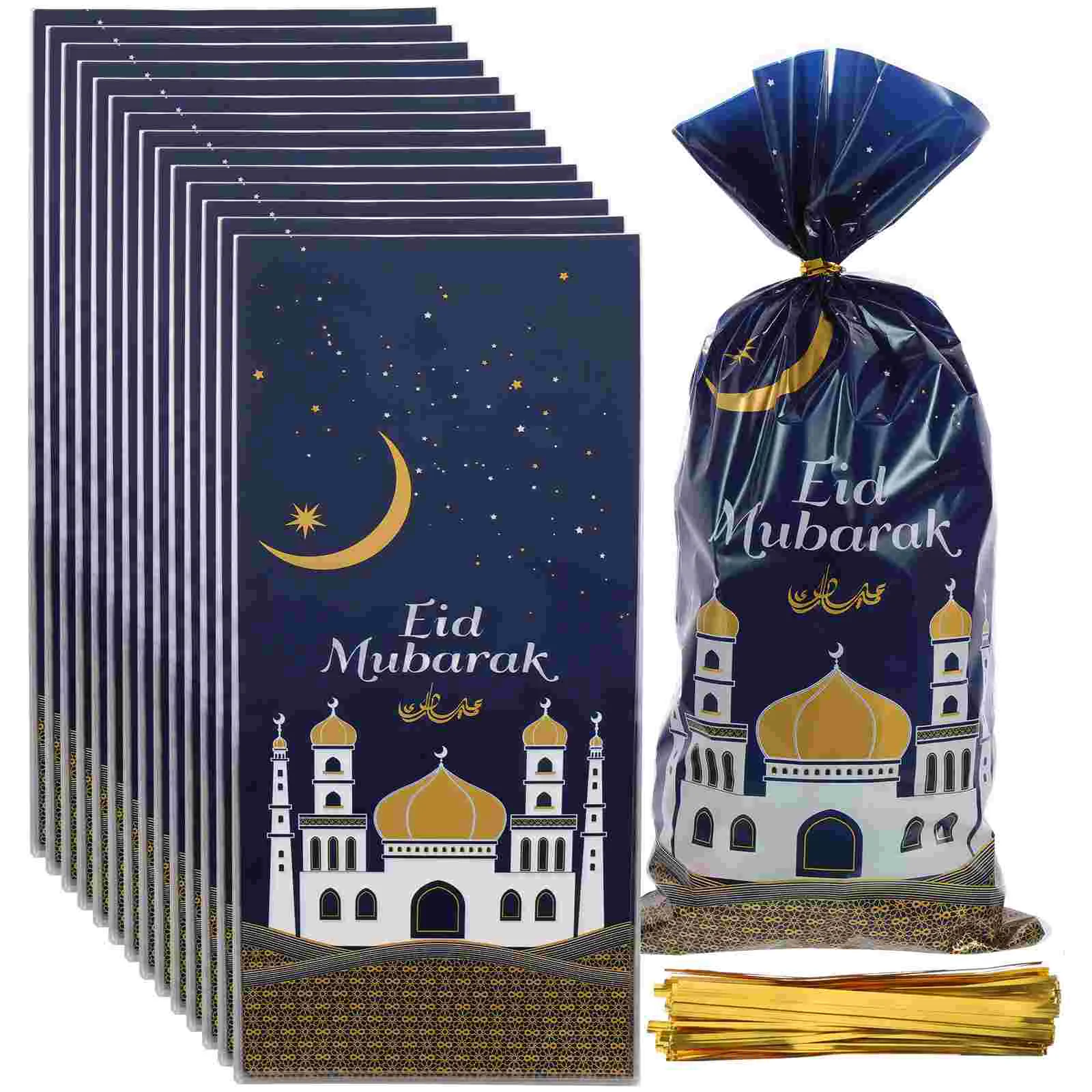

50pcs Candy Bags Ramadan Theme Treat Bags Castle Moon Printed Gift Bags