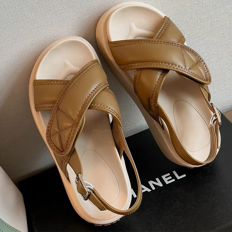 

Сандалии женские на платформе, повседневные шлепанцы, плоская подошва, модная пляжная обувь для ходьбы и бега, лето 2023