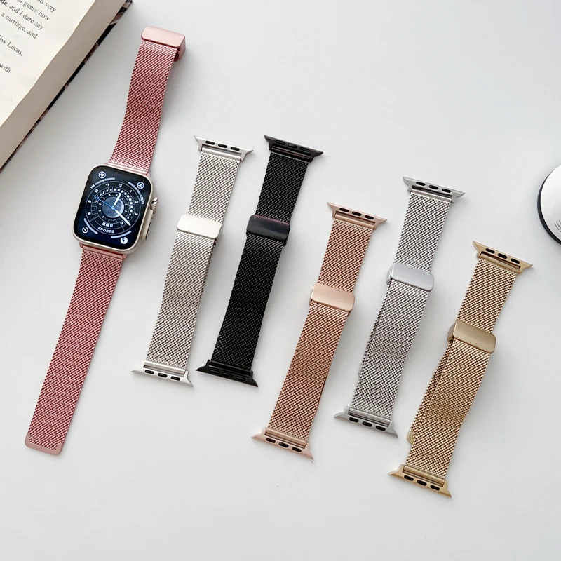 Luxury Magnetic Loop Metal Strap for Apple Watch Ultra Band 49mm 45mm 40mm 41mm 49mm Bracelet for IWatch Series 8 7 6 5 4 3 2 SE
