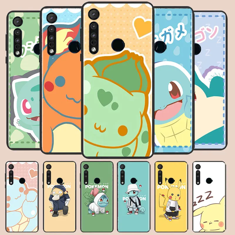 

Pokemon Pikachu Cute Cartoon Phone Case For Motorola E6 E7 One Marco G8 Play Plus G Stylus One Hyper Lite Plus G9 Black Silicone
