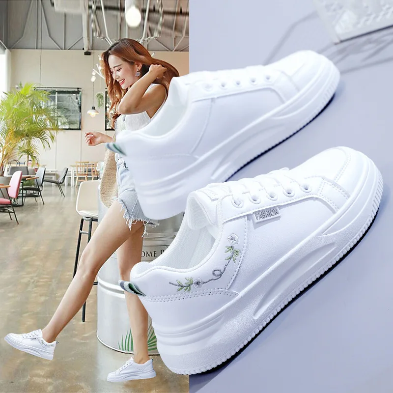 Small white shoes women's spring new all-match student thick-soled heightened sports European American Style Zapatos De Mujeres