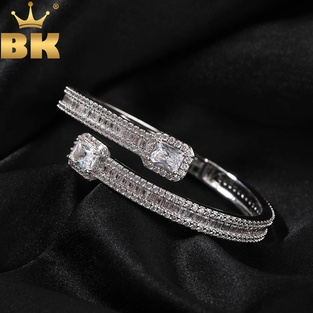 6 мм Открытый квадратный циркониевый Браслет-манжета TBTK сверкающий 5 А