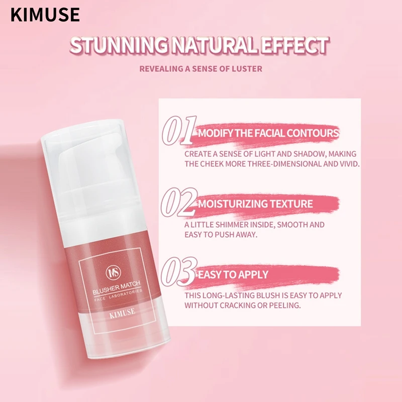 KIMUSE Палитра румян для лица Жидкие румяна макияжа Увлажняющий раствор