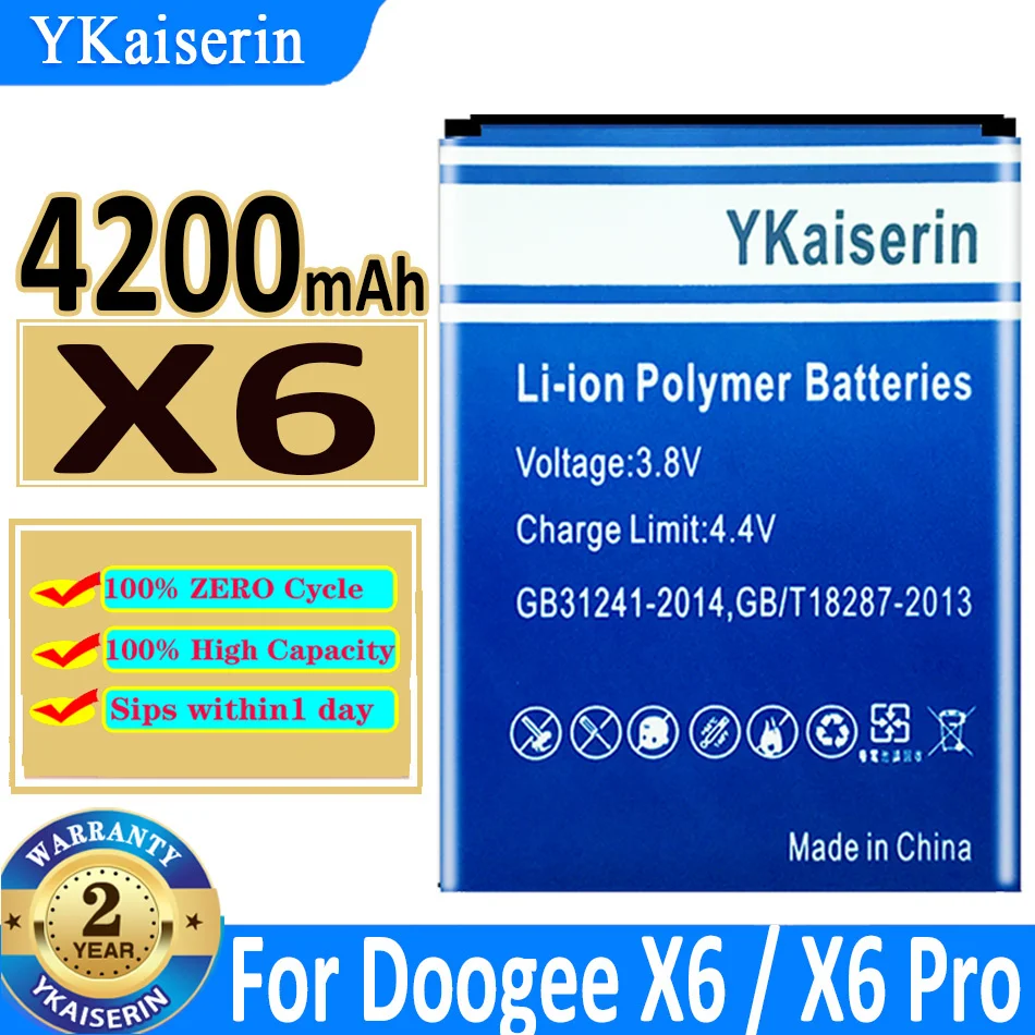 

YKaiserin Battery X6 4200mAh For Doogee X 6 X6 Pro X6Pro Bateria + Track NO