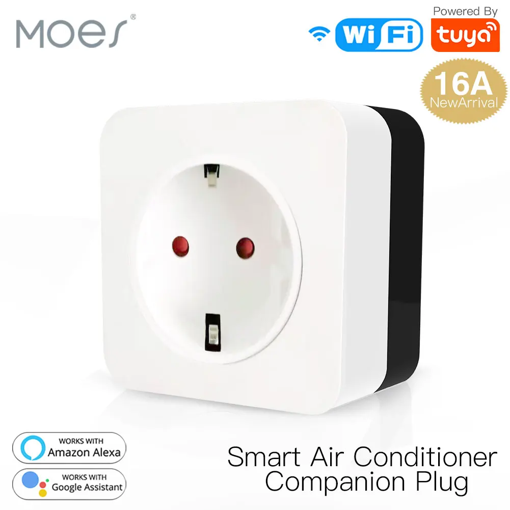 

MOES 16A WiFi Smart Air Conditioner Companion IR Wireless Remote Controller Wall Plug Smart Life Tuya Control Work with Alexa