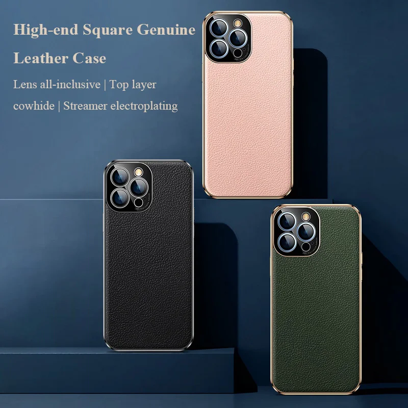 

Luxury High-end Genuine Leather Phone Case All-inclusive Lens Anti-drop Anti-scratch Protective Cover For iPhone 13 12 11Pro Max