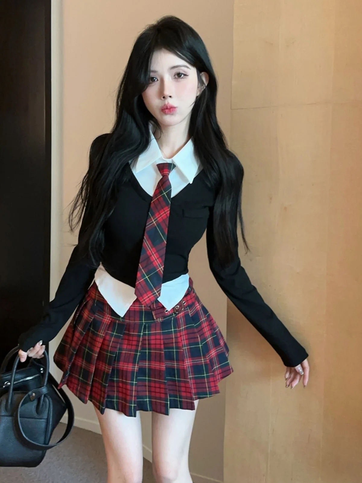 Комплект униформы American Sle Preppy Jk осенне-зимний комплект Gyaru с искусственным