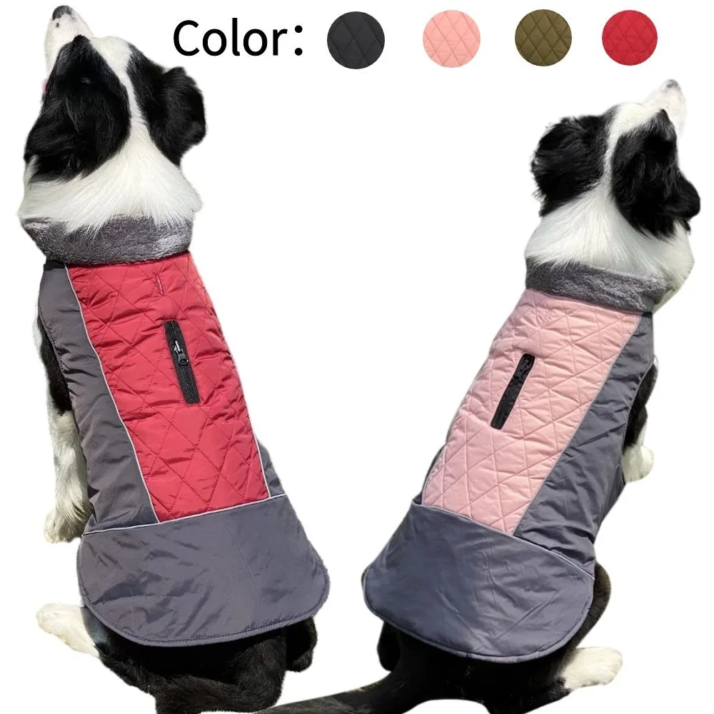

Winter Dog Clothes Double Sided Wearable Waterproof Reflective Vest Velcro Reinforced Dog Padded Clothes with Adjustable Bust