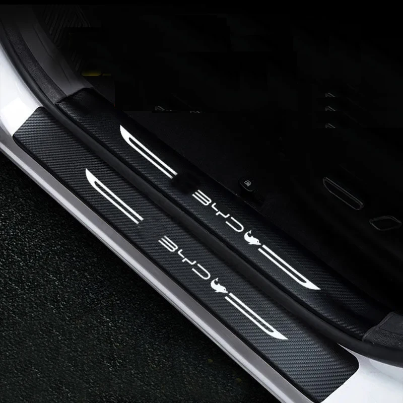 Кожаные наклейки на порог автомобильной двери для BYD Dolphin EV 2024 2023 защитная