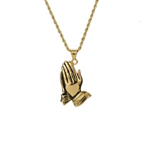 fashion brand praying hands necklace hiphop titanium steel men and women hip hop cool pendants new pendant