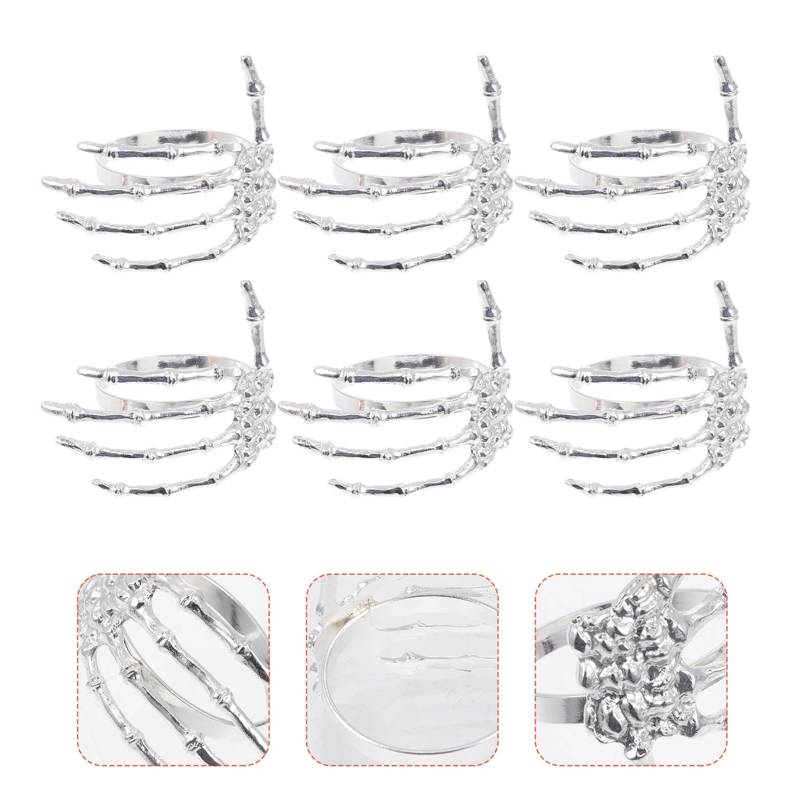 

6 Pcs Ghost Hand Napkin Buckle Halloween Decorative Accessories Household Rings Supplies Table Ferroalloy Buckles Holder for