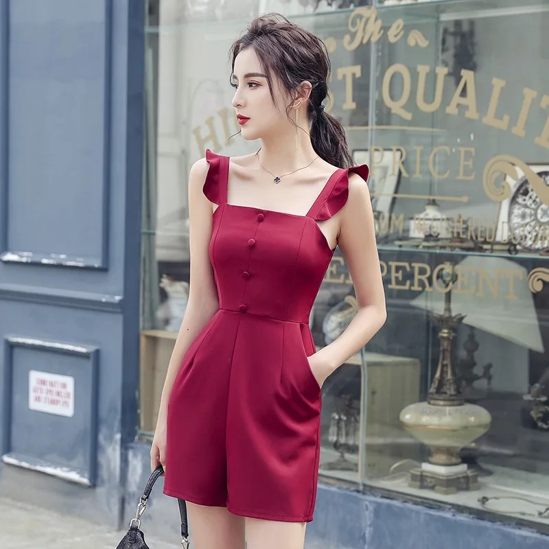 Temperament Summer 2021 New Female High Waist Soild Color Jumpsuit Shorts All-match Women Fashion Jumpsuit Playsuit Wide Leg