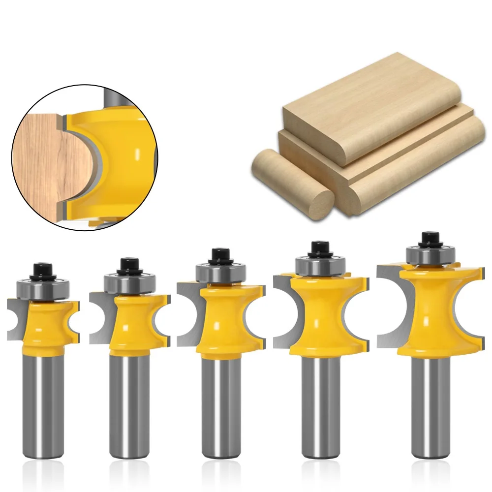 1 PC 12mm 1/2 Shank Bullnose Half Round Bit Endmill Router Bits Wood 2 Flute Bearing Woodworking Tool Milling Cutter