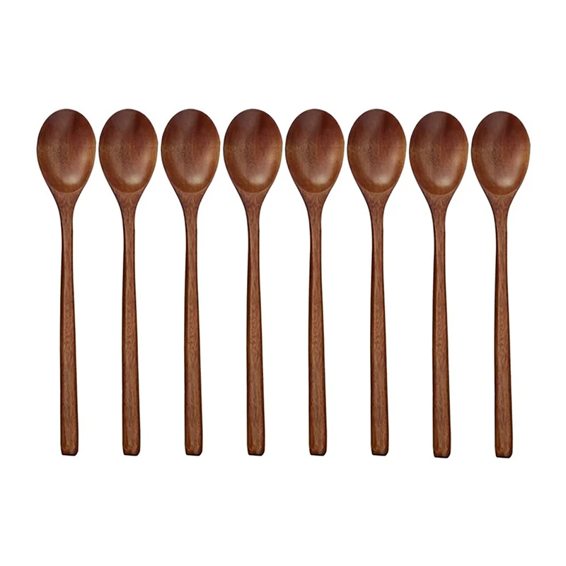 

Деревянная ложка, 8 деревянных суповых ложек для еды, для приготовления еды, длинная кухонная ложка в японском стиле