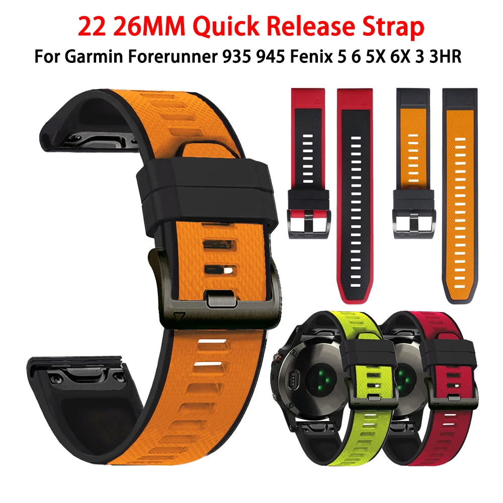 

22mm 26mm Silicone Watch Band Strap for Garmin Fenix 5 6 5x 6x 3 3hr Smart Watch Quick Release Replacement Bracelet Accessories