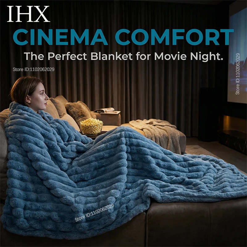 Фото Пледы из кораллового флиса IHX для кроватей, 230 г/м², однотонные, мягкие, теплые, под норку, тонкое покрывало, накидка на диван, шаль, плед №1