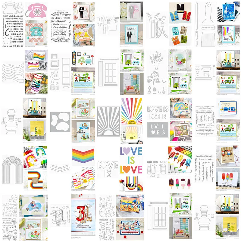 Suit Sofa Phone Arched Door Metal Cutting Dies and Silicone Stamps Stencil DIY Scrapbooking Paper Handmade Album Stamp Die