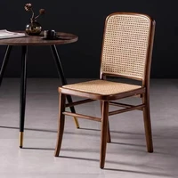 dining chair modern simple coffee shop negotiating chairs retro household solid wood rattan back stool sillas de comedor meuble