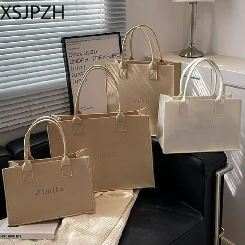 

2023 New INS Women's Felt Bag Large Capacity Open Handbag Gift Bag Shopping Bag One Shoulder Logo Customization Versatile