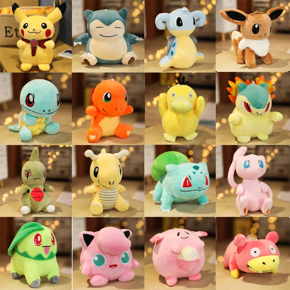 

Anime Pokemon Pikachu Plush Toys Kawaii Eevee Stuffed Moving Toys Charmander Squirtle Collect Gifts Doll For Kids Gift