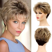 hairjoy synthetic hair wig short curly pixie cut for women grey layered wigs with bangs