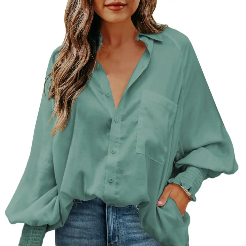 

Ladies Popular Single-breasted Lapel Blouse Spring Autumn Women Top Long Sleeve Streetwear