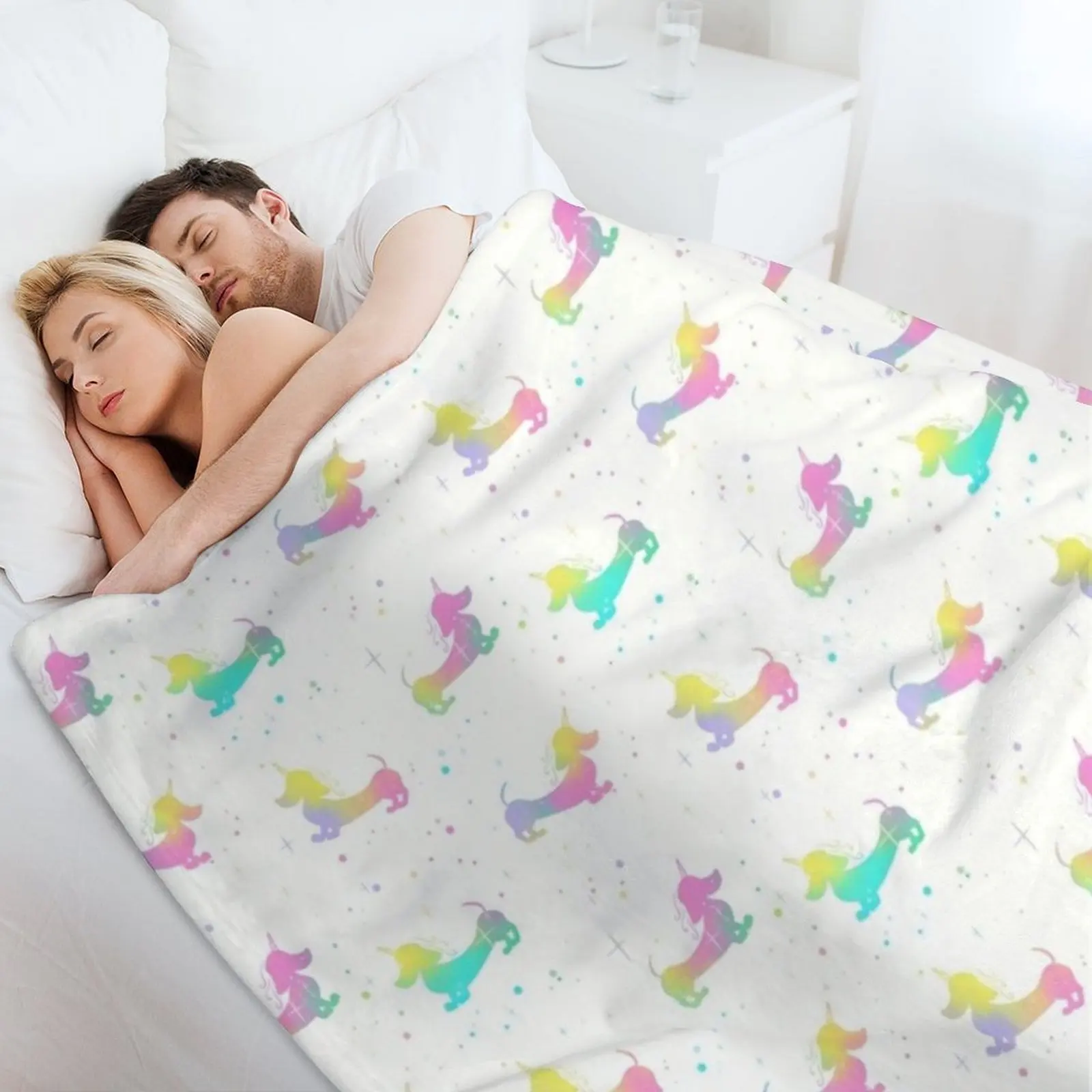 Одеяло с силуэтом волшебного единорога и таксы лохматое одеяло на Хэллоуин