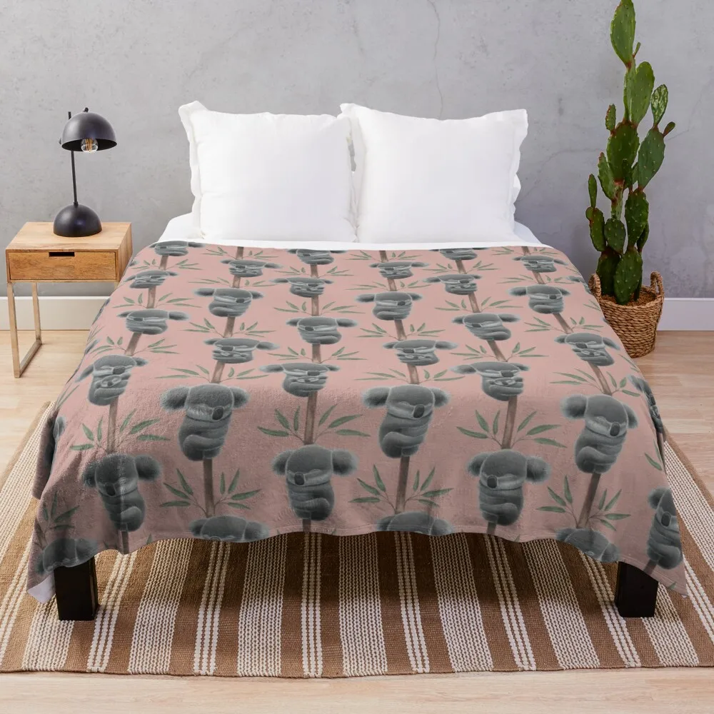 

Sleeping koalas (Bushfire Emergency Wildlife Fund) Throw Blanket Travel Blanket Retro Blankets