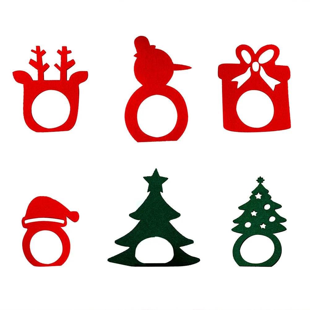 

6pcs Christmas Party Fillers Xmas Napkin Rings Decorative Napkin Rings Holiday Table Centerpiece