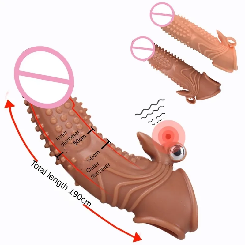 Реалистичный удлинитель пениса вибратор кольцо рукав для члена увеличение