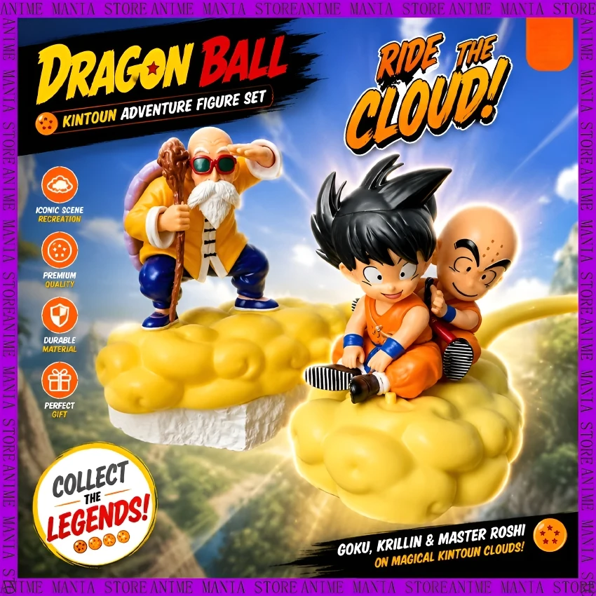 Фото Новая фигурка Гоку, Криллина и Мастера Роши из Dragon Ball на облаке Нимбус, статуэтка из ПВХ, декор для рабочего стола, коллекционный подарок на день рождения №1