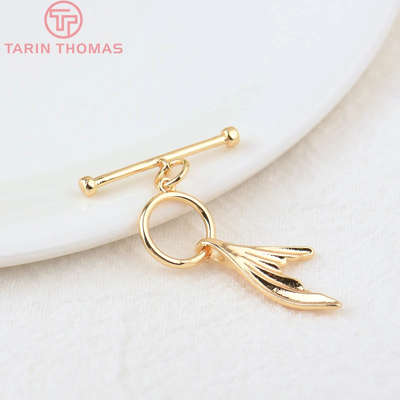

(3348)6 Sets O:11x25MM T:21MM 24K Gold Color Plated Brass Tail Bracelet O Toggle Clasps High Quality Diy Jewelry Accessories