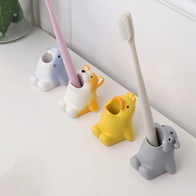 

Mini Cute Toothbrush Holder Resin Multi-Function Storage Stand Makeup Pen Holder For Home Bathroom Decoration