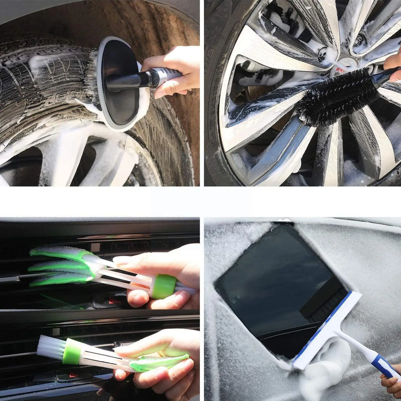 

9/15pcs Car Wash Cleaning Kit Car Wash Glove Polishing Polish Detailing Pad Brush Microfiber Waxing Care Applicator Towel S F8Y5