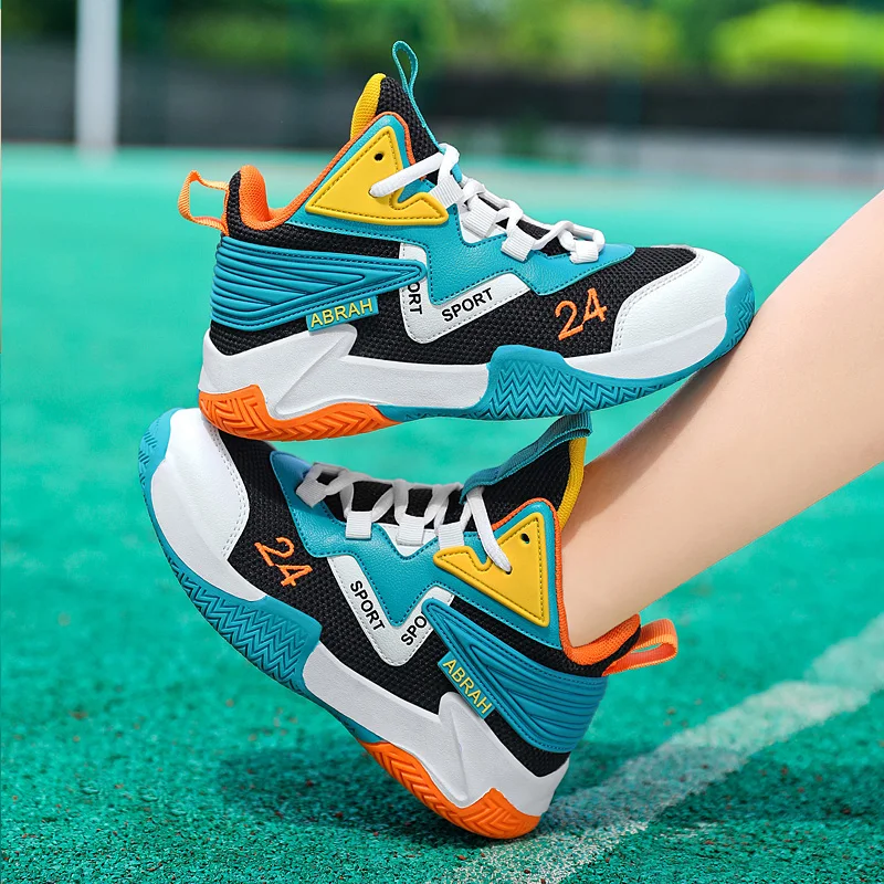 2022 New Design High top Basketball Shoes for Kids Boys Outdoor Children's Sports Shoes Professional Teenage Sneakers Basketball