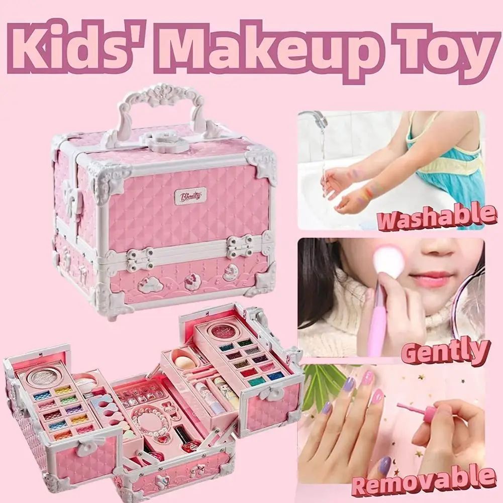 

Kids Makeup Kit for Little Girls 49 Pcs Washable Makeup Kit Kids Real Girls Makeup Kit with Cosmetic Case Birthday Gift Hot Sale