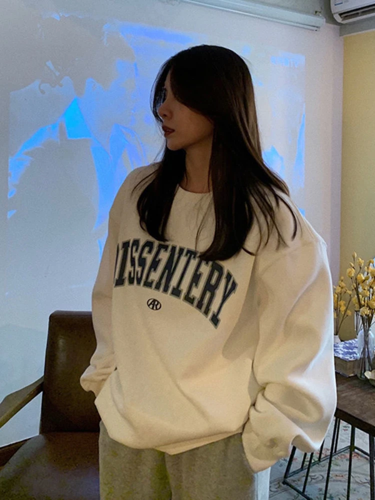 

Базовая Женская одежда, серая, оверсайз, с круглым вырезом, гранж, в стиле Харадзюку, ретро, весенняя одежда, топы 2022