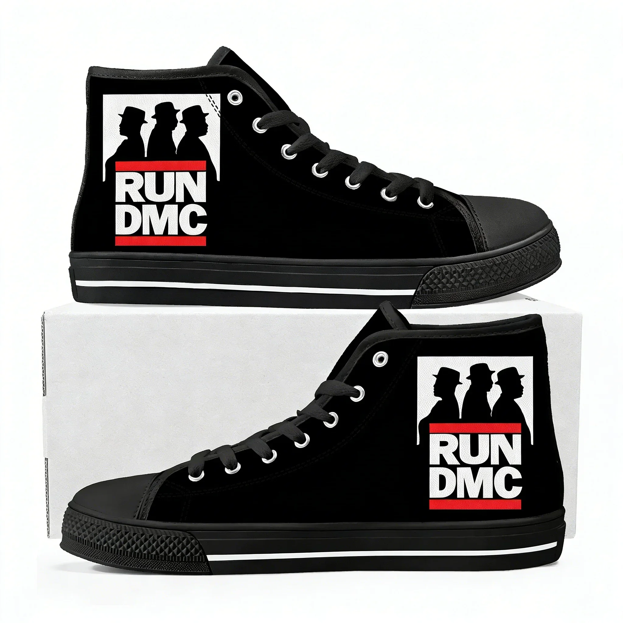 Фото Кроссовки Run DMC High Top для мужчин, женщин и подростков, высококачественные кеды из канваса с 3D-принтом, повседневная обувь для пар, персонализированная обувь №2