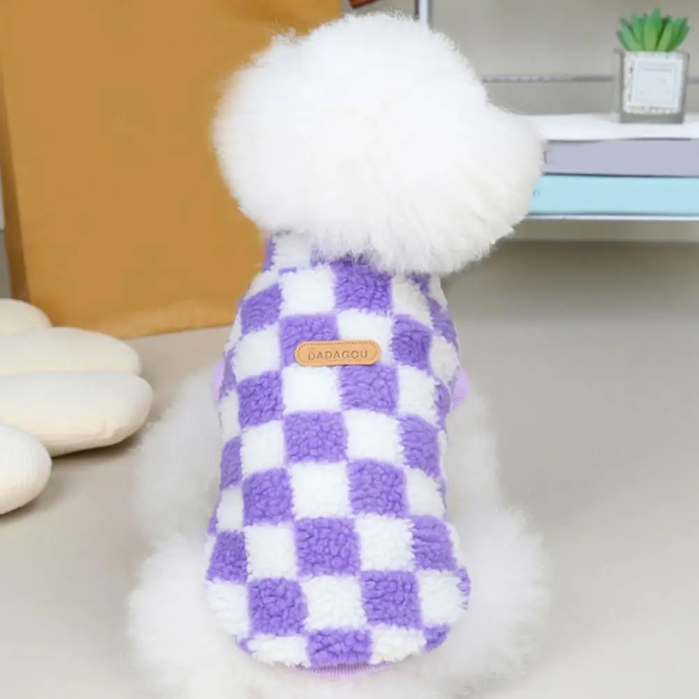 

Dog T-shirt Stylish Lightweight Soft Dog Checkerboard Fleece Clothes for Teddy Pet Vest Pet Sweater