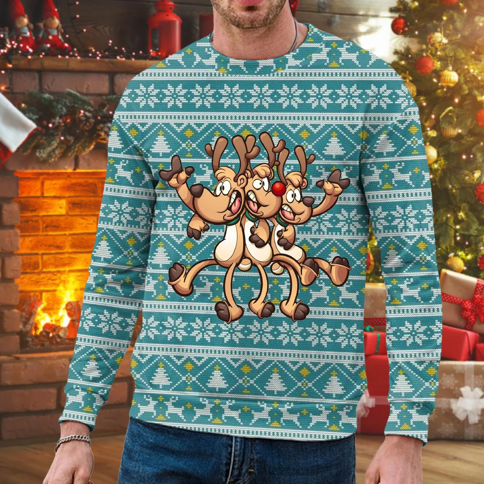 

Men'S Christmaspullover Navidad Pullovers Cartoon Sweatshirt Funny Jumper Graphic Casual Hoody Santa-Claus Themed Sudaderas